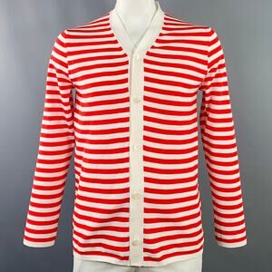 COMME des GARCONS HOMME PLUS Size L Red White Stripe Polyester Cardigan